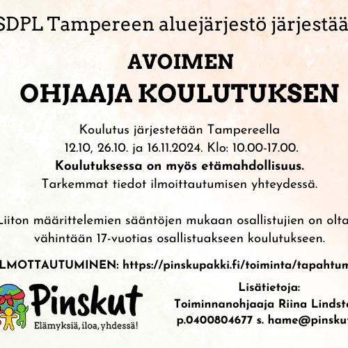 Ohjaajakoulutus 12.10.2024, 26.10.2024 ja 16.11.2024