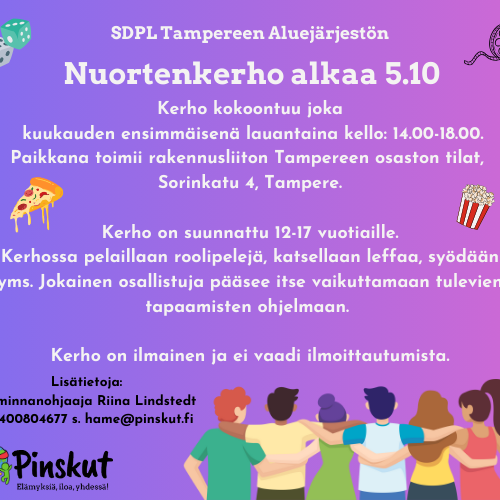 Nuortenkerho joka kuukauden eka lauantai klo:14-18.00