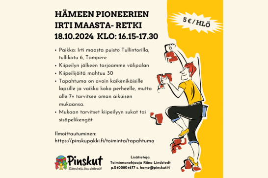 Irti maasta Tampereen puistoon retki 18.10.24 klo:16.15-18.15