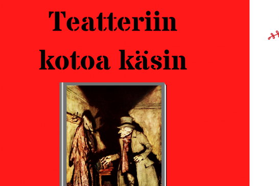 kuvassa saituri Joulukertomuksesta, jouluisia koristeita, järjestön logo