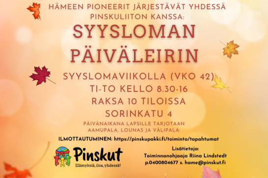 teksti Päiväleiri 15.10.-17.10.2024 ja lehtiä