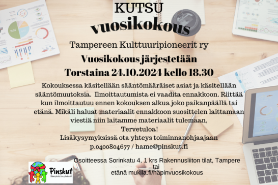 Tampereen Kulttuuripioneerit ry vuosikokous