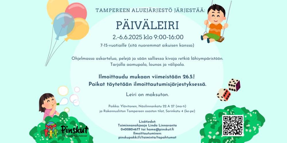 Tampereen aluejärjestön päiväleiri 2.-6.6.2025