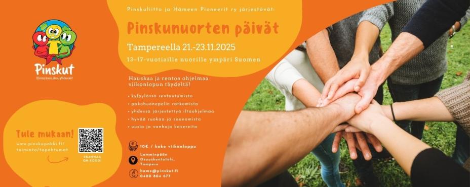 Infoteksti tapahtumasta. Kuvassa nuorten aikuisten kädet ovat yhdessä keskellä piiriä.