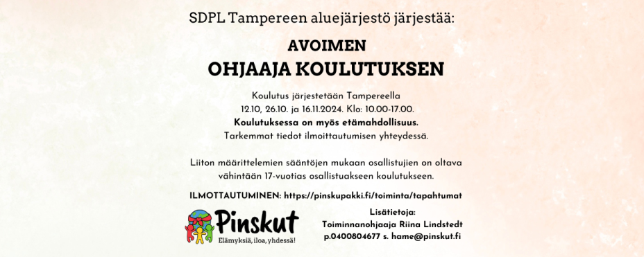 Ohjaajakoulutus 12.10.2024, 26.10.2024 ja 16.11.2024
