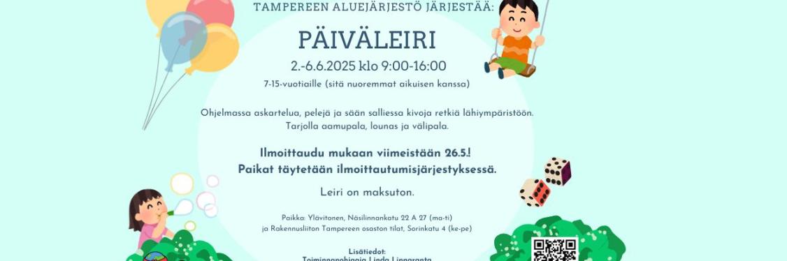 Tampereen aluejärjestön päiväleiri 2.-6.6.2025