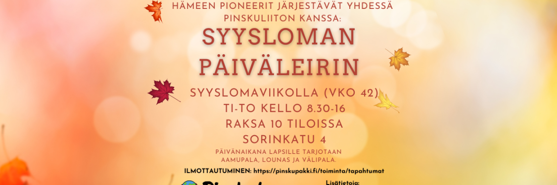 teksti Päiväleiri 15.10.-17.10.2024 ja lehtiä